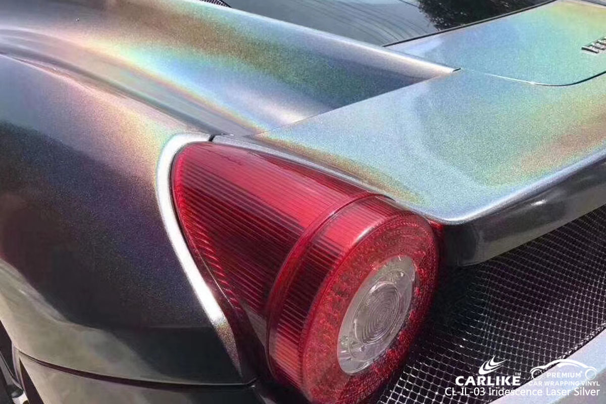 CARLIKE CL-IL-03 iridescence laser silver car wrapping vinyl for Ferrari