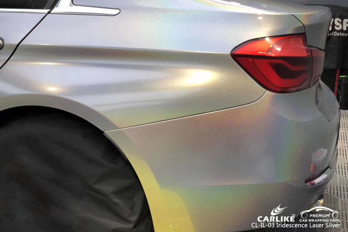 CARLIKE CL-IL-03 iridescence laser silver car wrapping vinyl for BMW