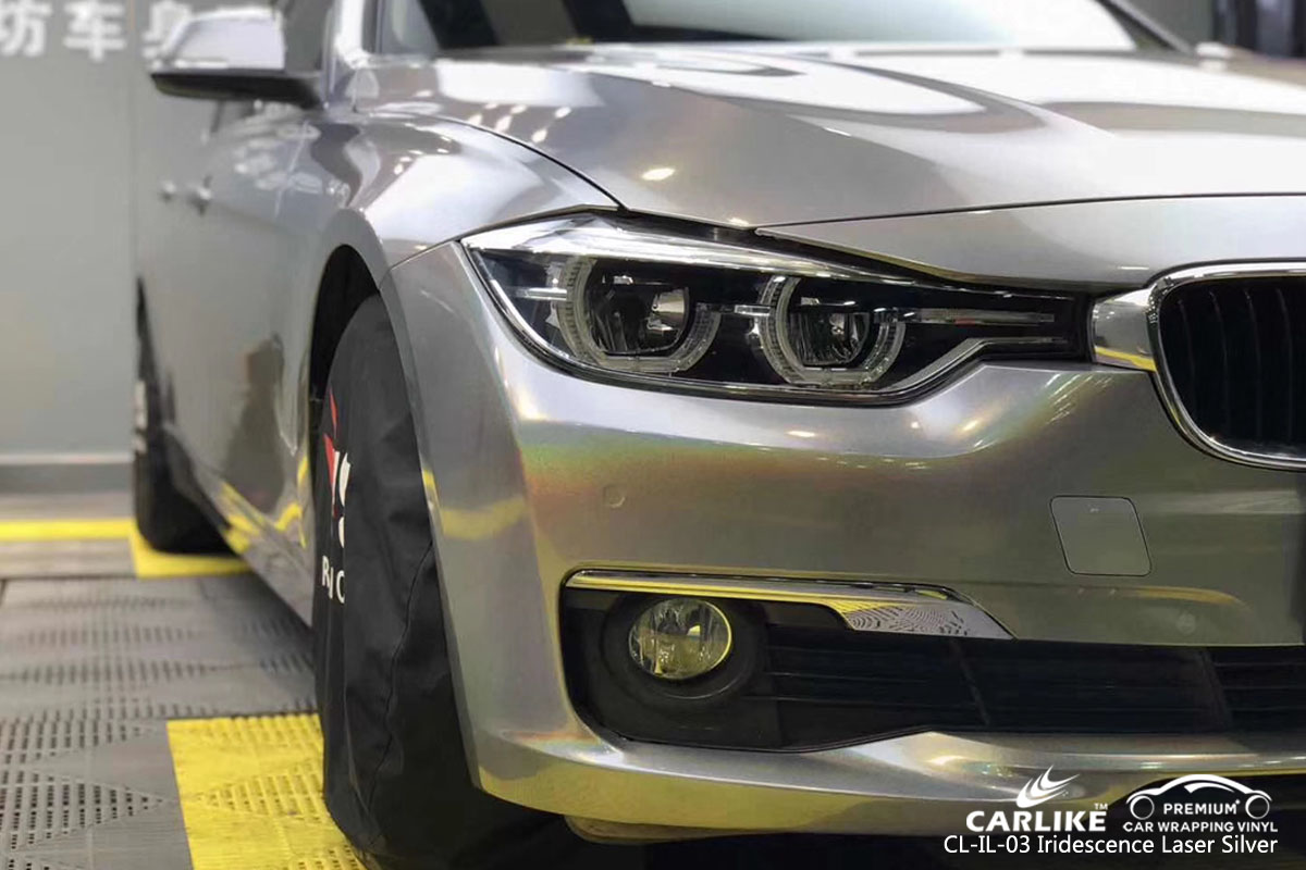 CARLIKE CL-IL-03 iridescence laser silver car wrapping vinyl for BMW