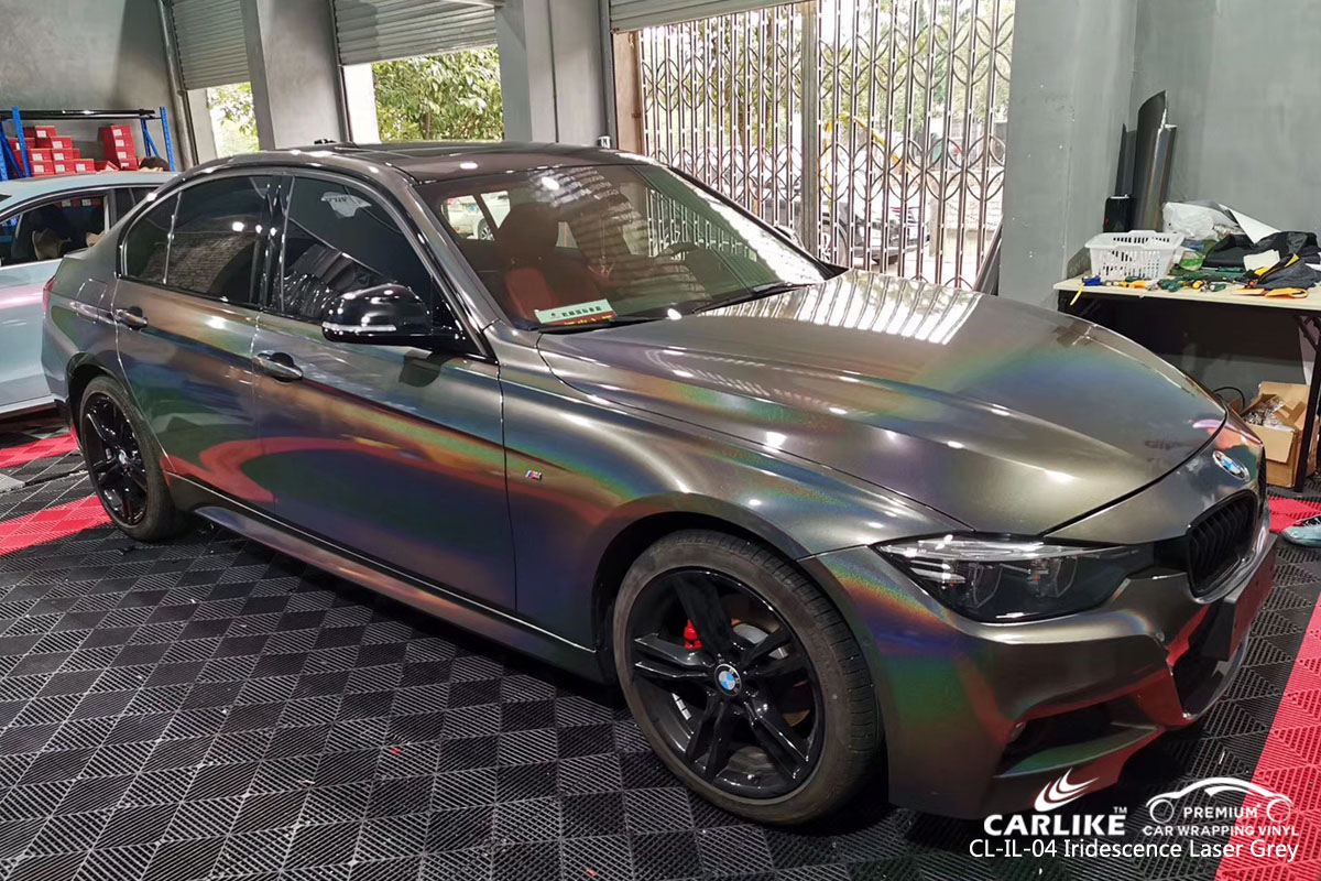 CARLIKE CL-IL-04 iridescent laser grey car wrap vinyl for BMW