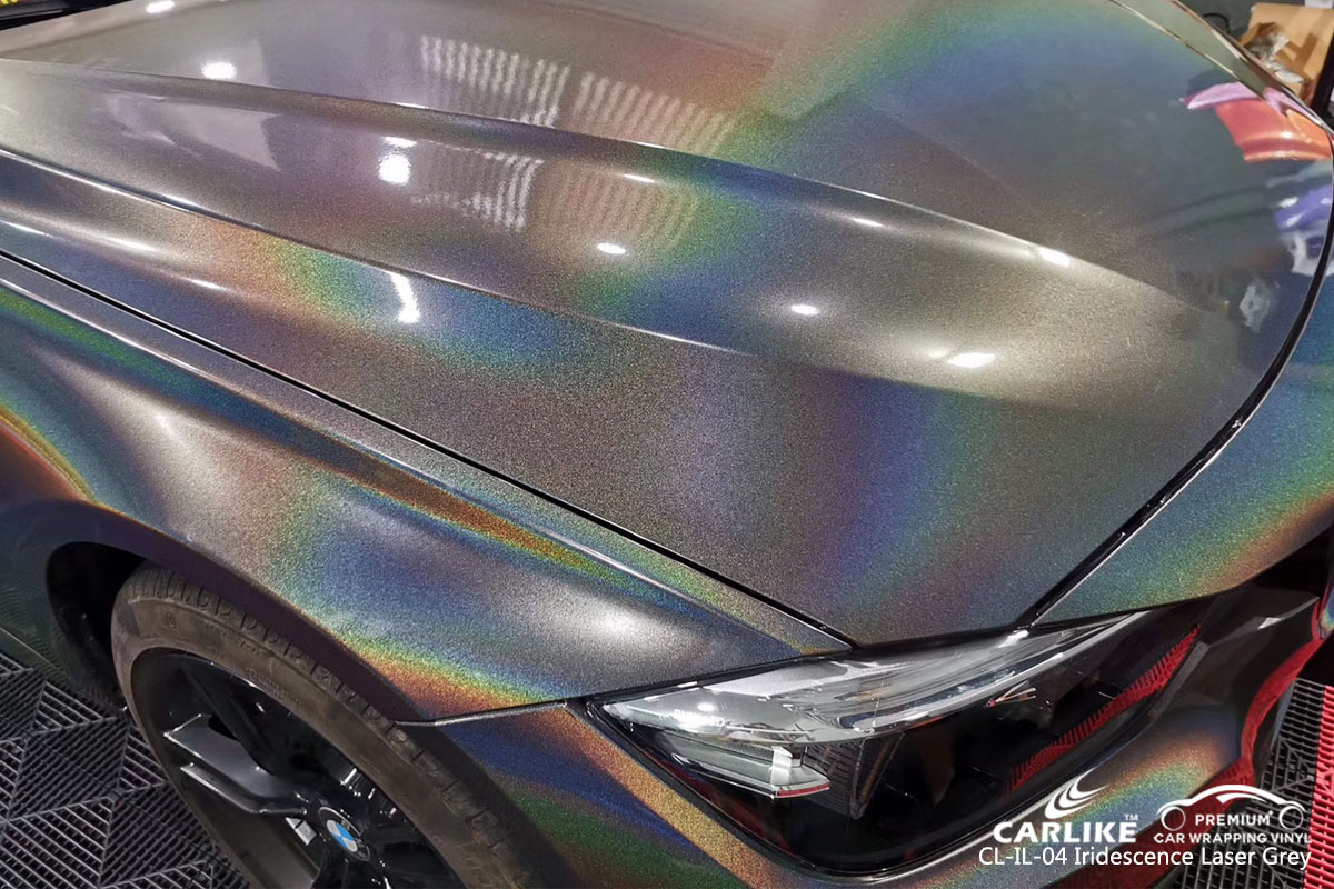 CARLIKE CL-IL-04 iridescent laser grey car wrap vinyl for BMW