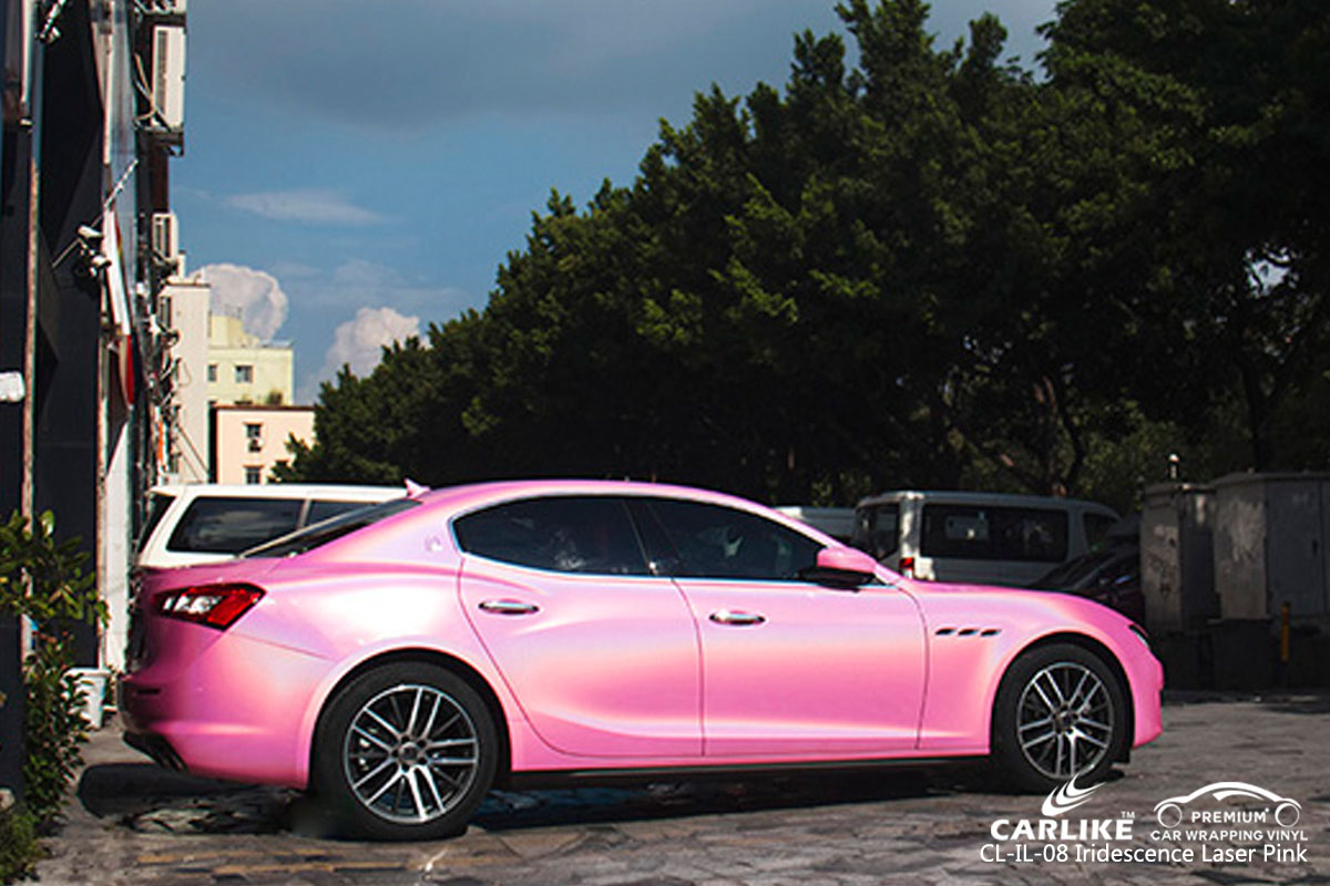 CARLIKE CL-IL-08 iridescent laser pink car wrap vinyl for Maserati