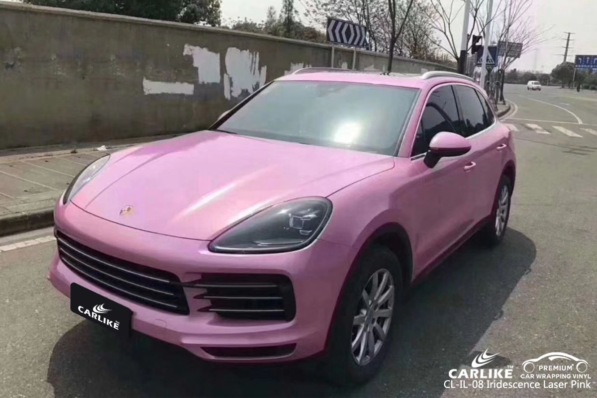 CARLIKE CL-IL-08 iridescent laser pink car wrap vinyl for Porsche