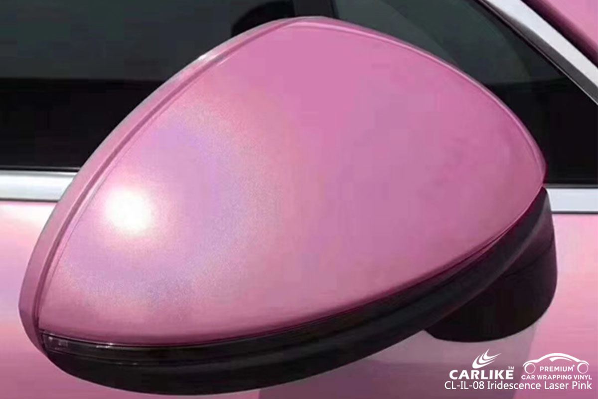 CARLIKE CL-IL-08 iridescent laser pink car wrap vinyl for Porsche