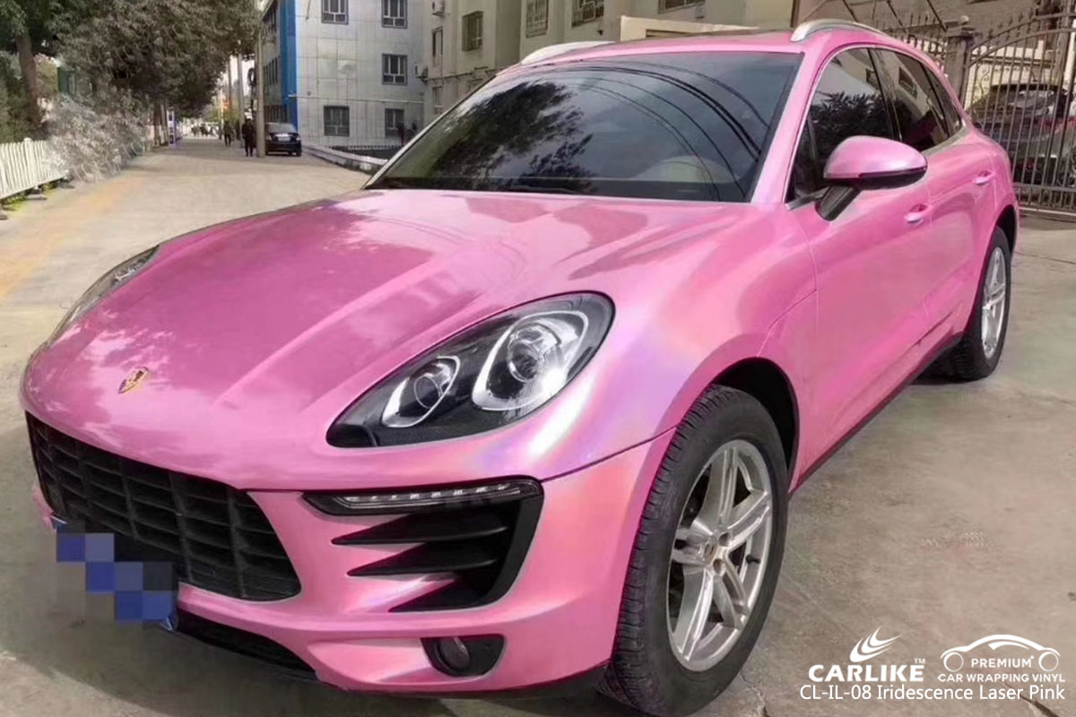 CARLIKE CL-IL-08 iridescent laser pink car wrap vinyl for Porsche