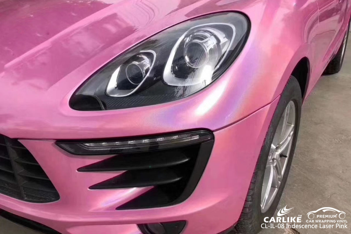 CARLIKE CL-IL-08 iridescent laser pink car wrap vinyl for Porsche