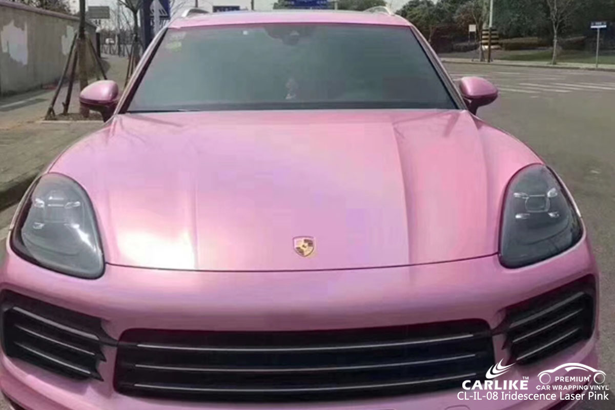 CARLIKE CL-IL-08 iridescent laser pink car wrap vinyl for Porsche
