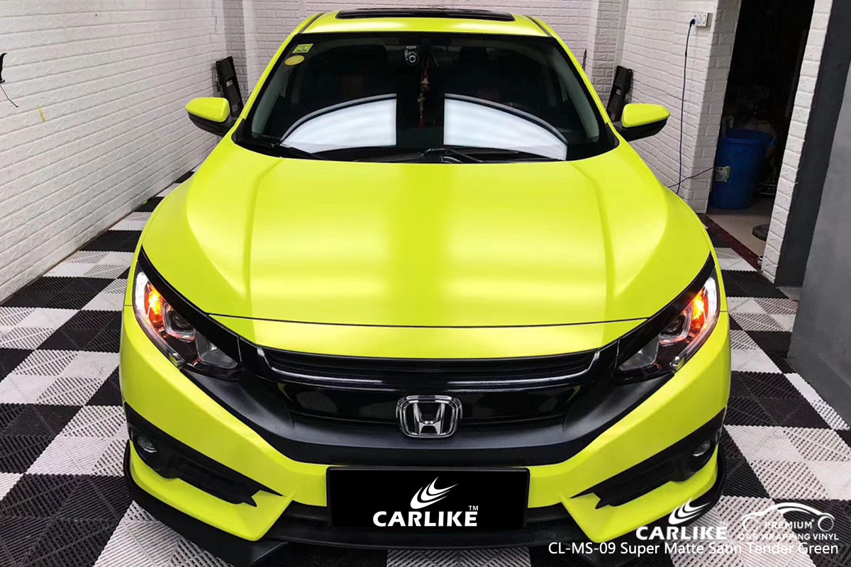 CARLIKE CL-MS-09 super matte satin tender green car wrap vinyl for Honda