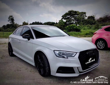 CL-MS-16 سوبر ماتي الساتان ناردو سيارة التفاف الفينيل الرمادي لأودي