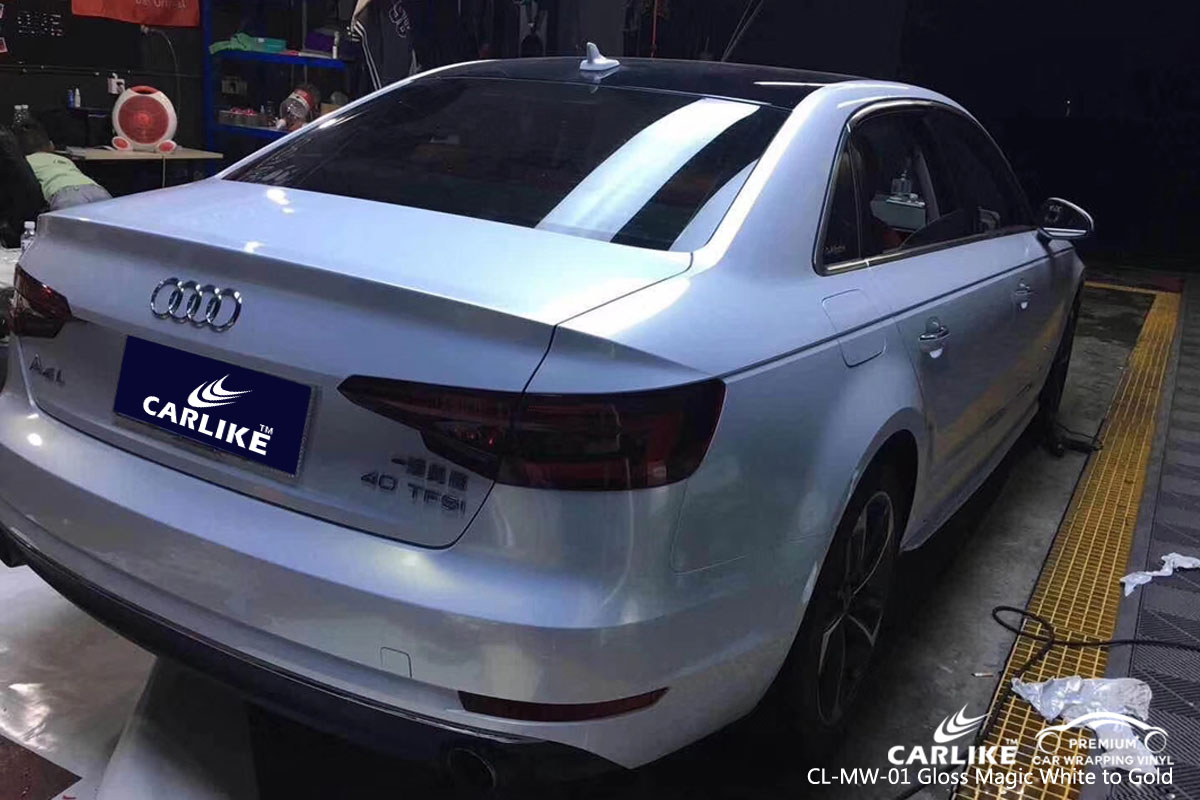 CARLIKE CL-MW-01 gloss magic white to gold car wrap vinyl for Audi