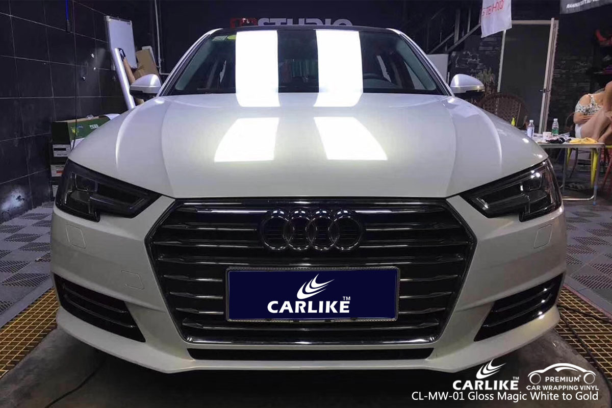 CARLIKE CL-MW-01 gloss magic white to gold car wrap vinyl for Audi