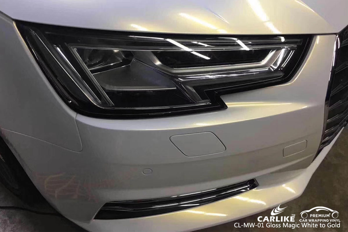 CARLIKE CL-MW-01 gloss magic white to gold car wrap vinyl for Audi