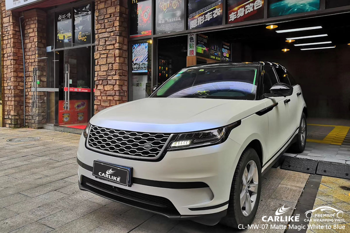 CARLIKE CL-MW-07 matte magic white to blue car wrap vinyl for Land Rover