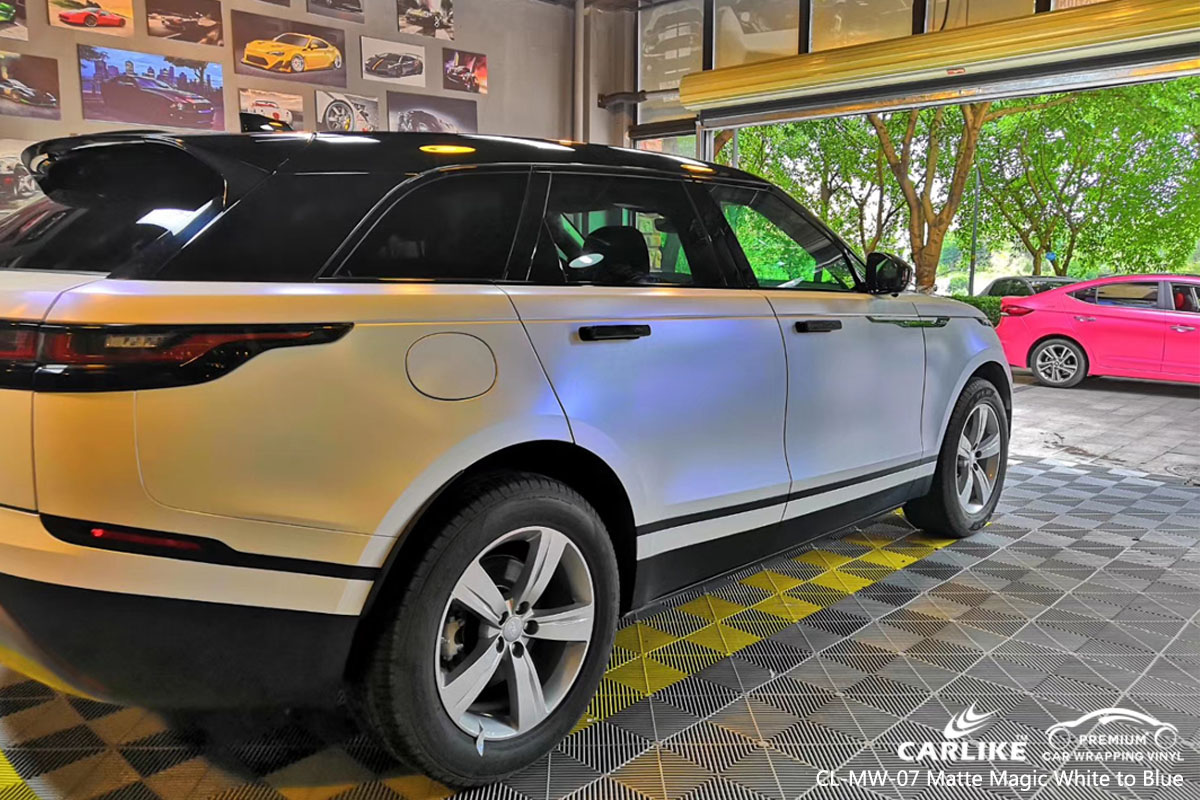 CARLIKE CL-MW-07 matte magic white to blue car wrap vinyl for Land Rover