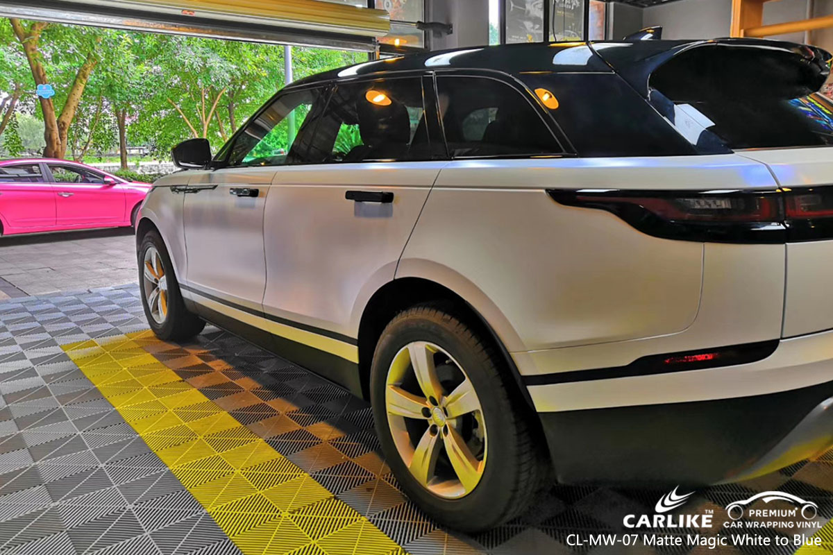 CARLIKE CL-MW-07 matte magic white to blue car wrap vinyl for Land Rover