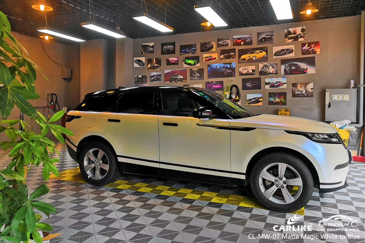 CARLIKE CL-MW-07 matte magic white to blue car wrap vinyl for Land Rover