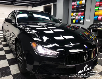 CL-SV-01 super gloss crystal black vinyl car wrap melaka for Maserati