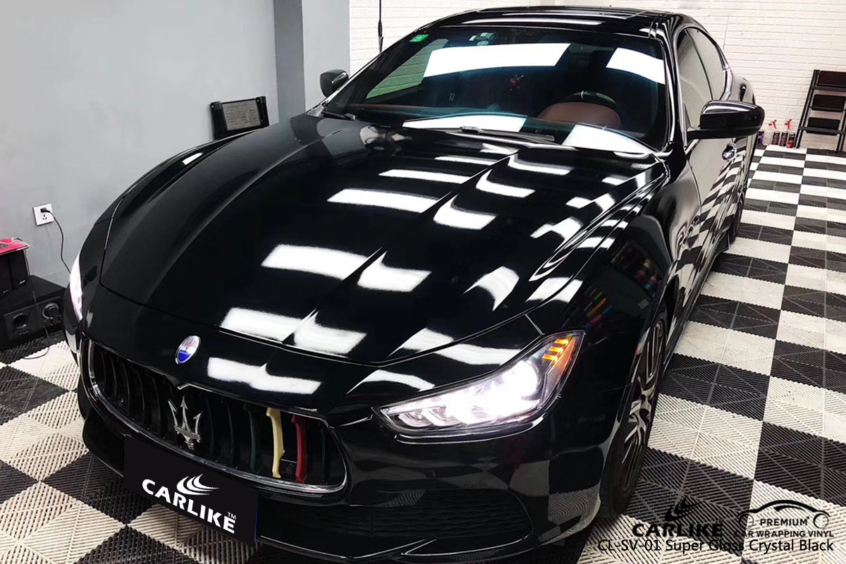 CARLIKE CL-SV-01 super gloss crystal black car wrap vinyl for Maserati