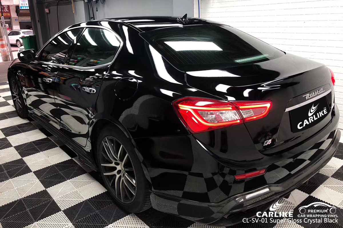 CARLIKE CL-SV-01 super gloss crystal black car wrap vinyl for Maserati