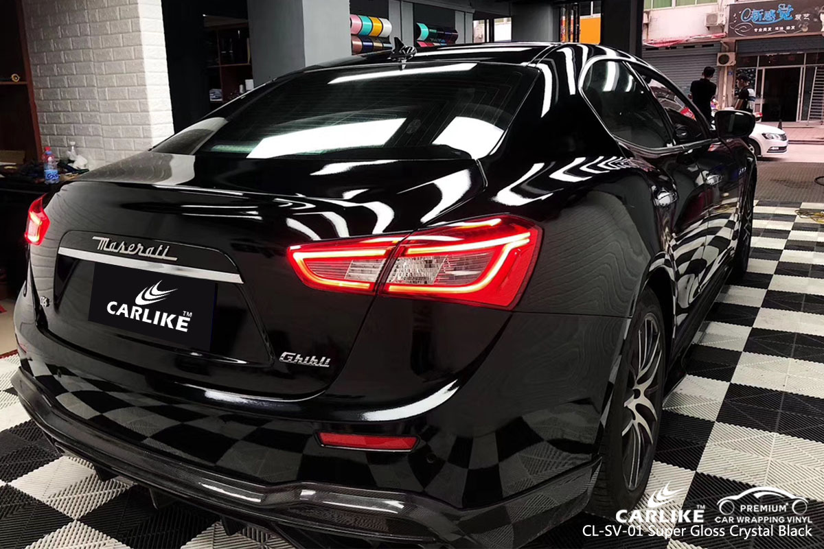 CARLIKE CL-SV-01 super gloss crystal black car wrap vinyl for Maserati