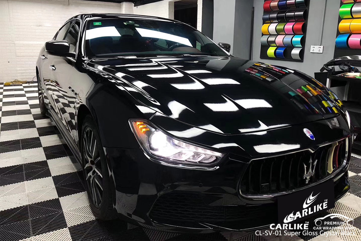 CARLIKE CL-SV-01 super gloss crystal black car wrap vinyl for Maserati