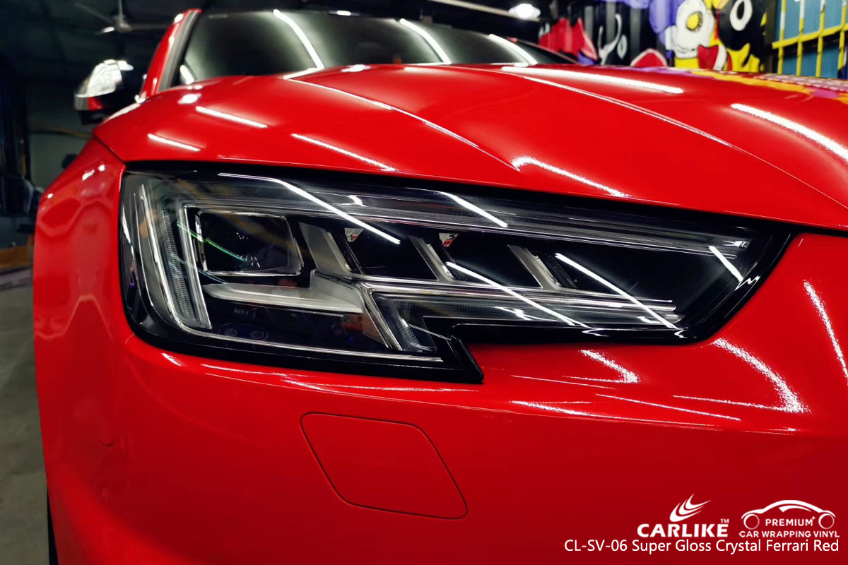 CARLIKE CL-SV-06 super gloss crystal ferrari red car wrap vinyl for Audi