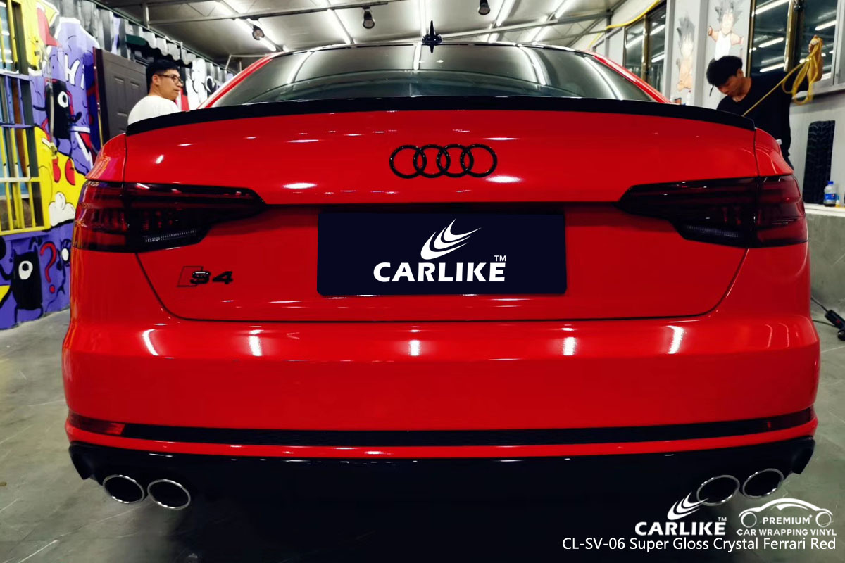 CARLIKE CL-SV-06 super gloss crystal ferrari red car wrap vinyl for Audi