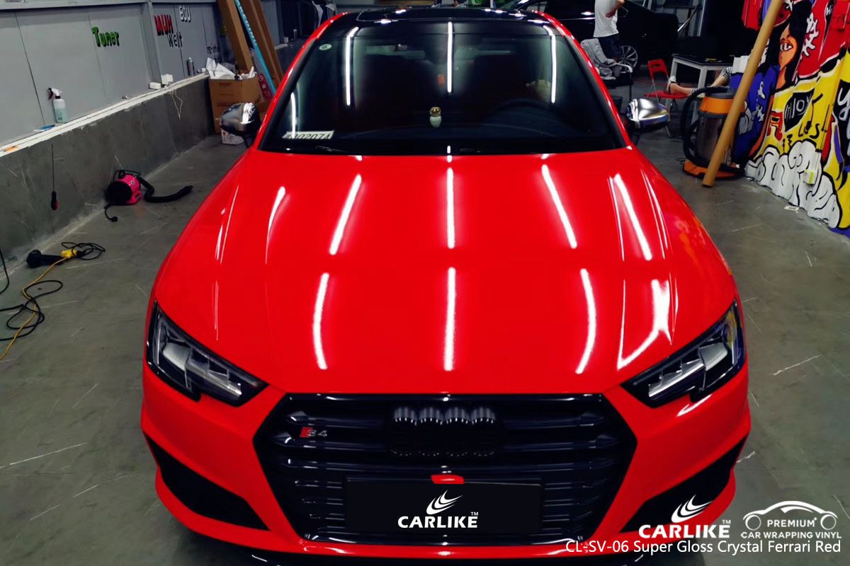 CARLIKE CL-SV-06 super gloss crystal ferrari red car wrap vinyl for Audi