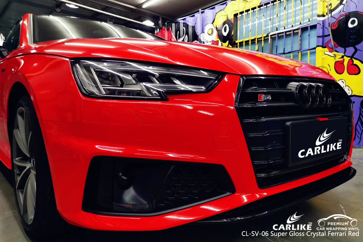 CARLIKE CL-SV-06 super gloss crystal ferrari red car wrap vinyl for Audi