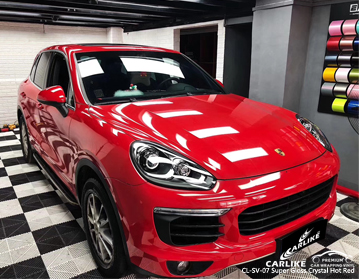 CL-SV-07 سوبر لمعان الكريستال الساخنة سيارة التفاف الفينيل الأحمر لبورشه