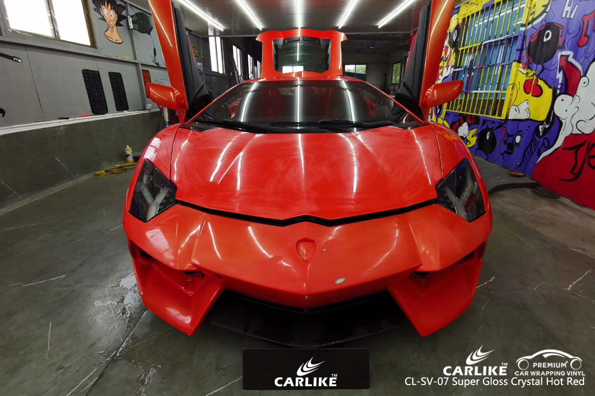 CARLIKE CL-SV-07 super gloss crystal hot red car wrapping vinyl