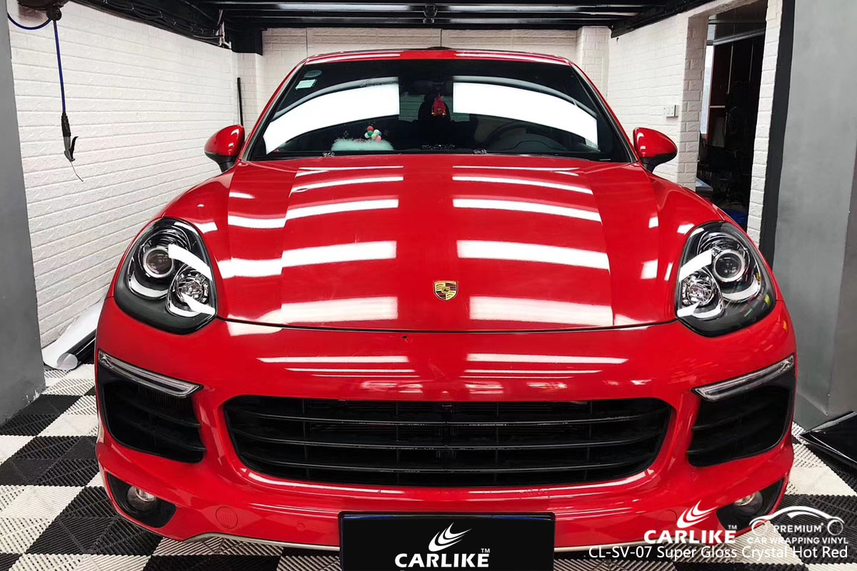 CARLIKE CL-SV-07 super gloss crystal hot red car wrap vinyl for Porsche