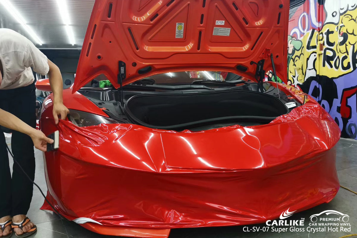 CARLIKE CL-SV-07 super gloss crystal hot red car wrapping vinyl