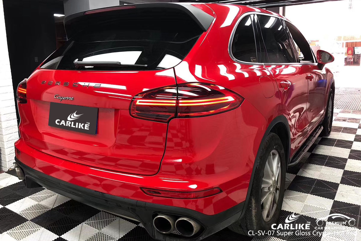 CARLIKE CL-SV-07 super gloss crystal hot red car wrap vinyl for Porsche