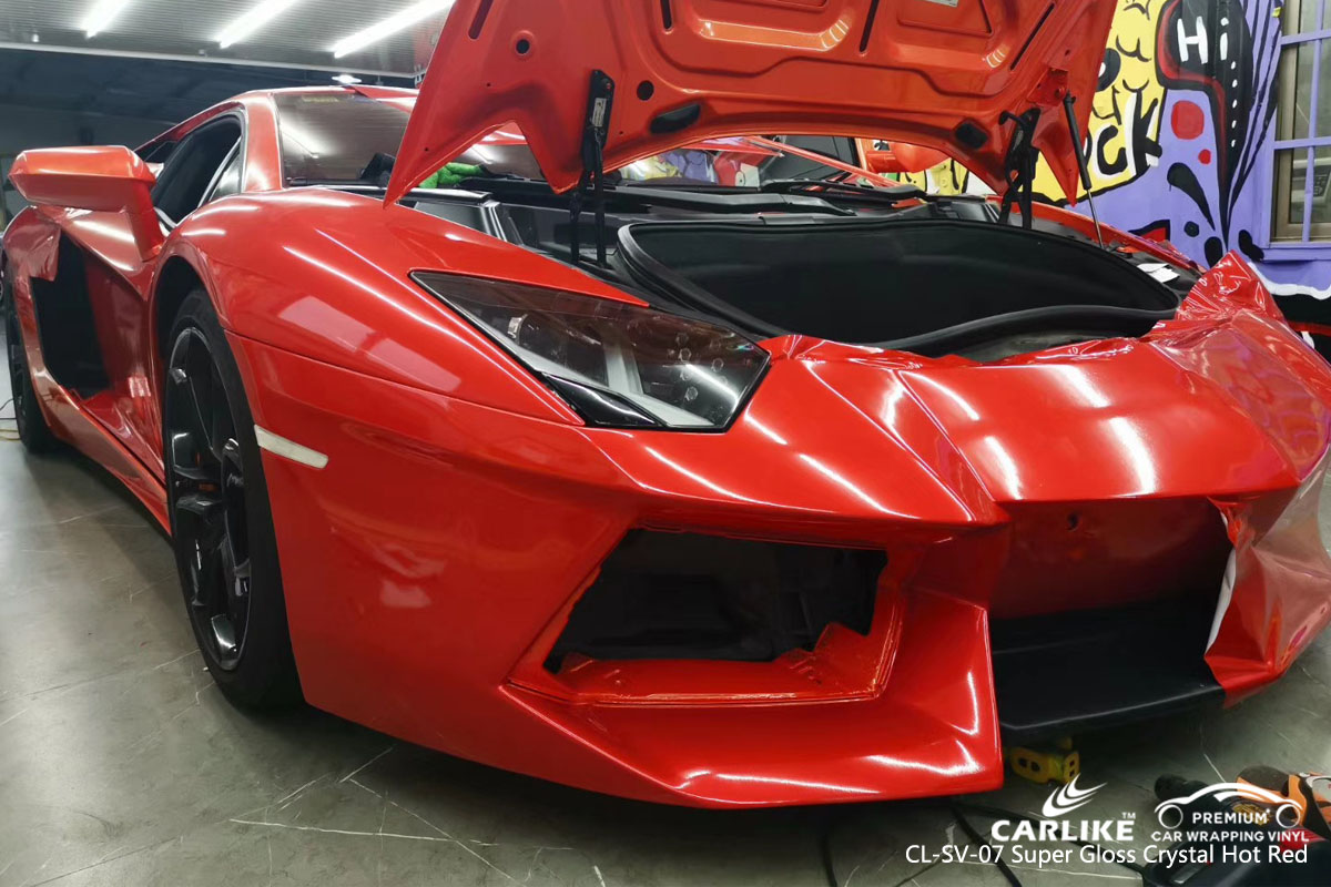 CARLIKE CL-SV-07 super gloss crystal hot red car wrapping vinyl