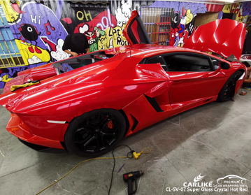 CL-SV-07 süper parlak kristal sıcak kırmızı araba sarma vinil