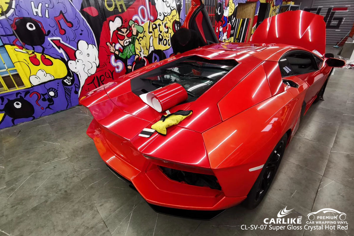 CARLIKE CL-SV-07 super gloss crystal hot red car wrapping vinyl