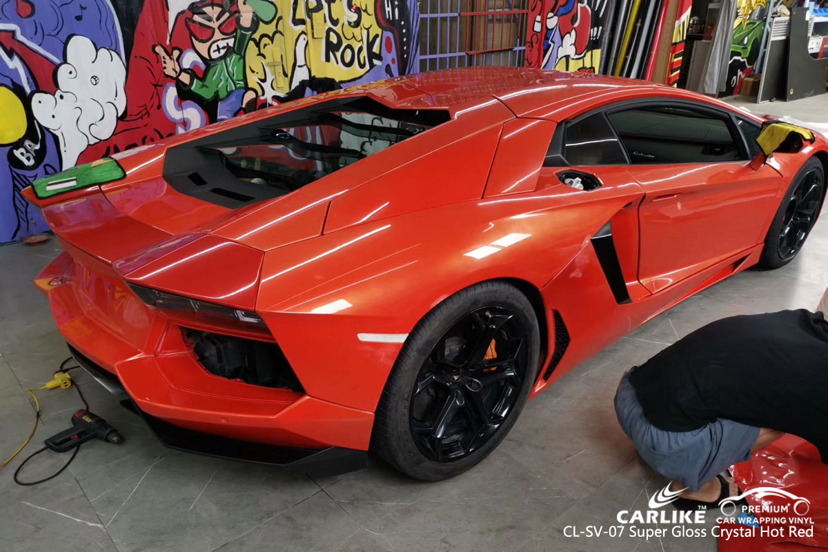 CARLIKE CL-SV-07 super gloss crystal hot red car wrapping vinyl