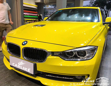 CL-SV-15 BMW için süper parlak kristal parlak sarı araba sarma vinil