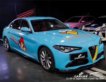 CL-SV-21 سوبر لمعان الكريستال السماء الزرقاء سيارة التفاف الفينيل لفا روميو
