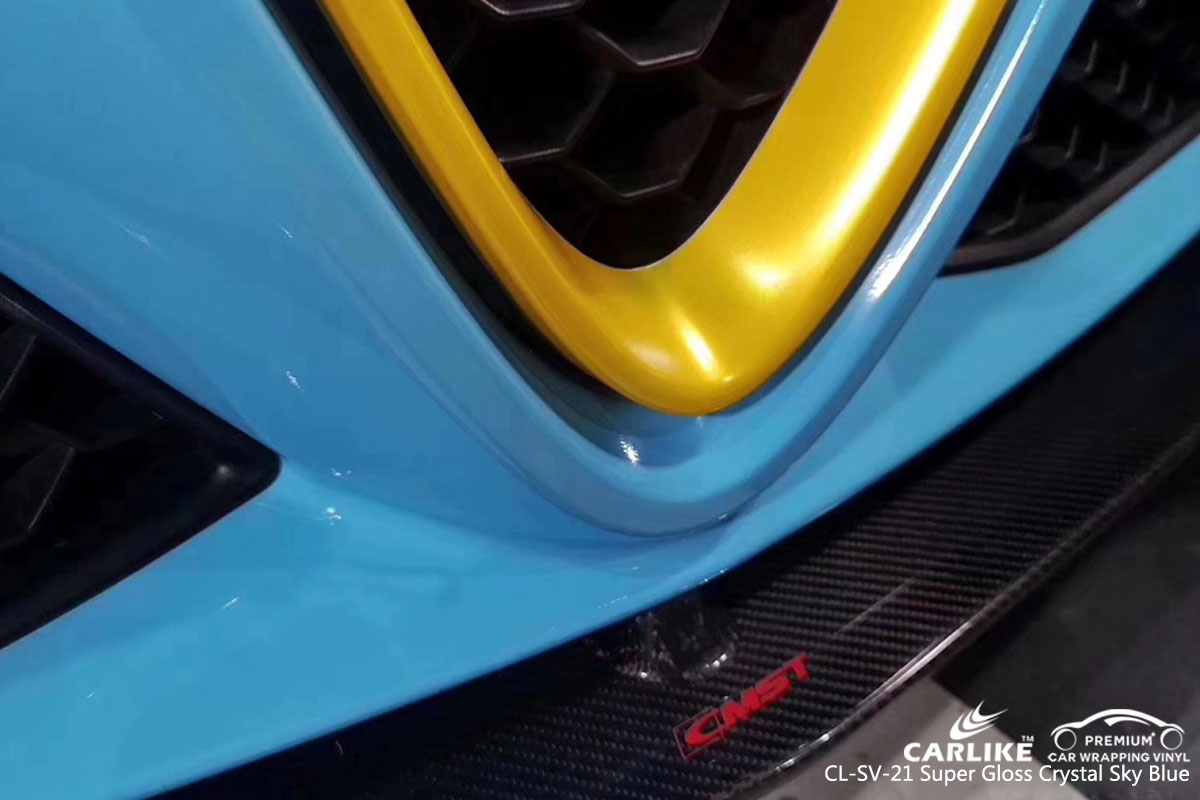 CARLIKE CL-SV-21 super gloss crystal sky blue car wrap vinyl for Alfa Romeo