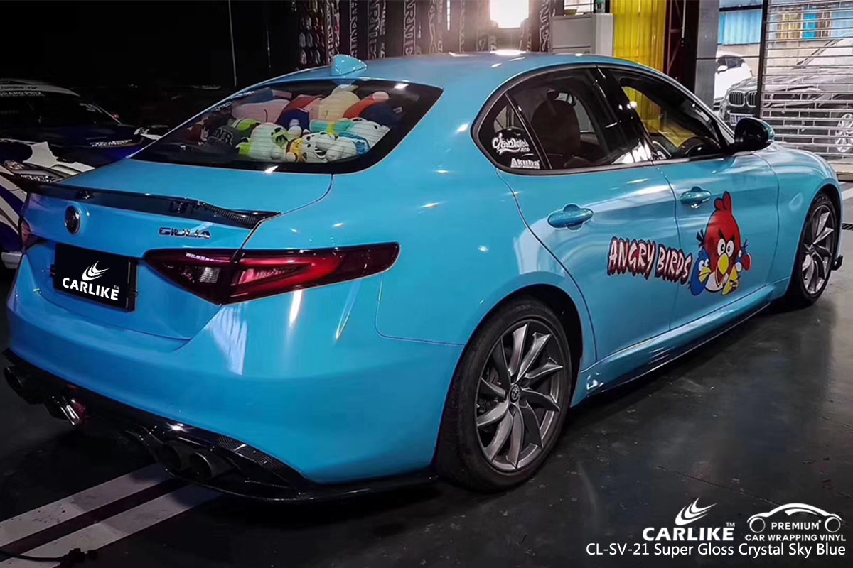 CARLIKE CL-SV-21 super gloss crystal sky blue car wrap vinyl for Alfa Romeo