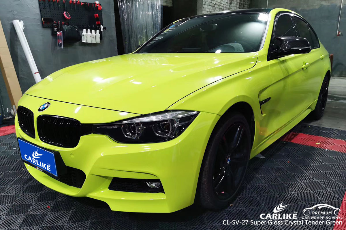 CARLIKE CL-SV-27 super gloss crystal tender green car wrap vinyl for BMW