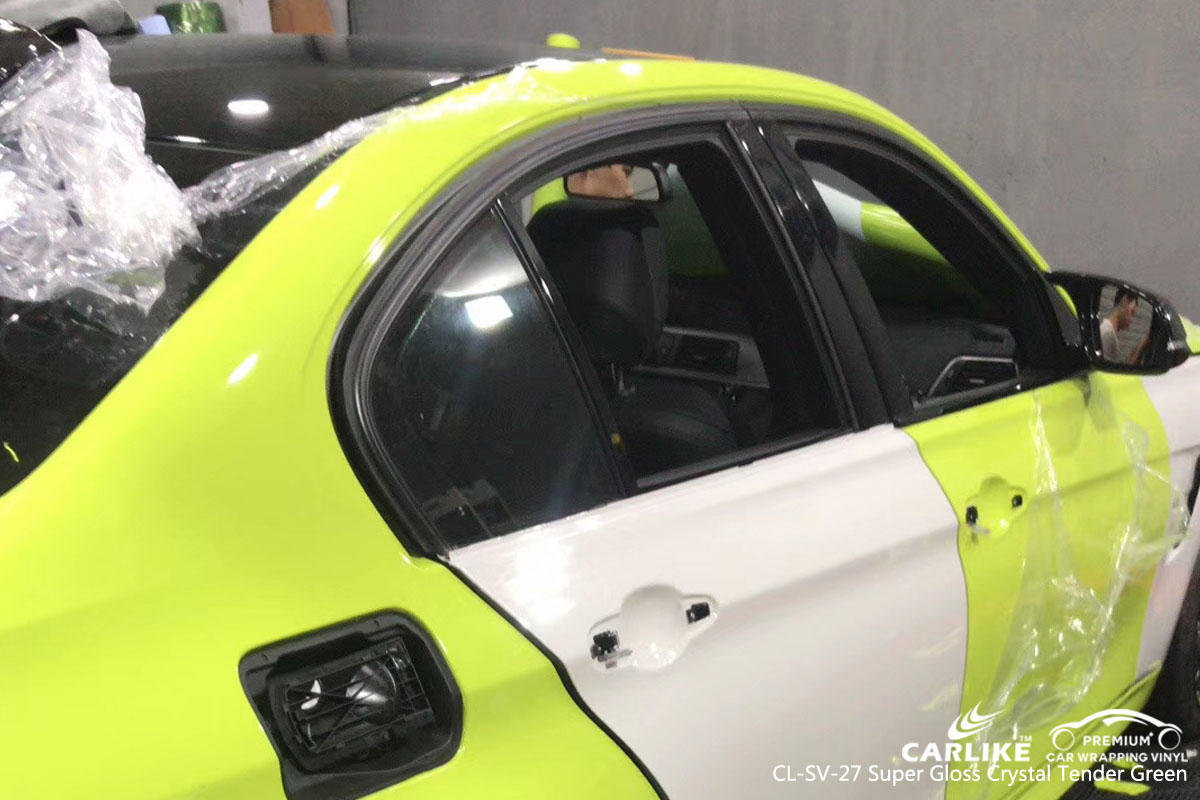 CARLIKE CL-SV-27 super gloss crystal tender green car wrap vinyl for BMW