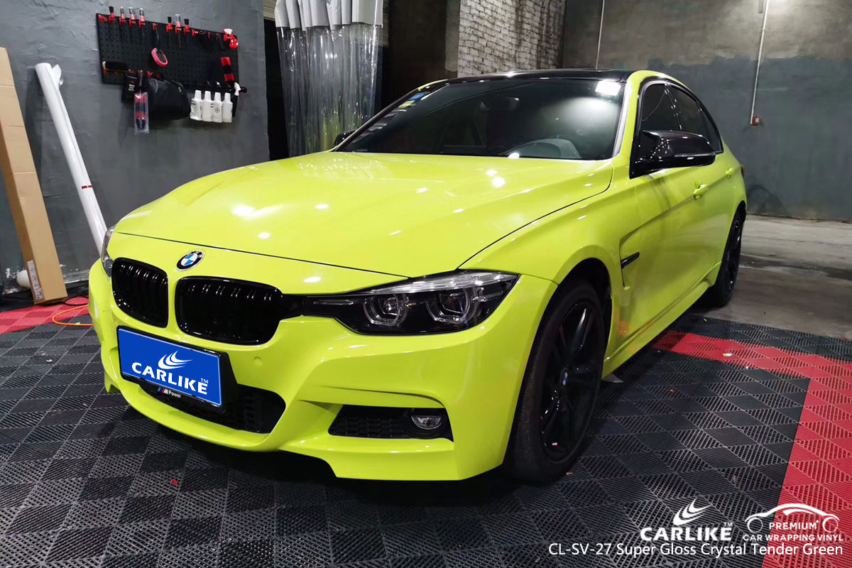 CARLIKE CL-SV-27 super gloss crystal tender green car wrap vinyl for BMW