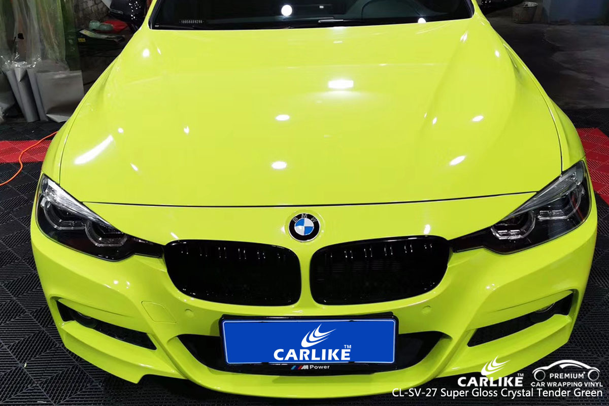 CARLIKE CL-SV-27 super gloss crystal tender green car wrap vinyl for BMW