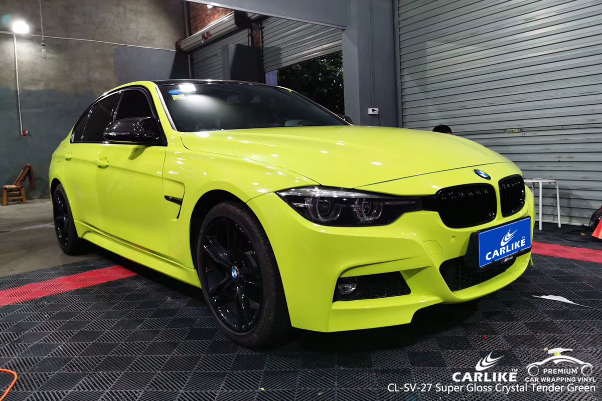 CARLIKE CL-SV-27 super gloss crystal tender green car wrap vinyl for BMW