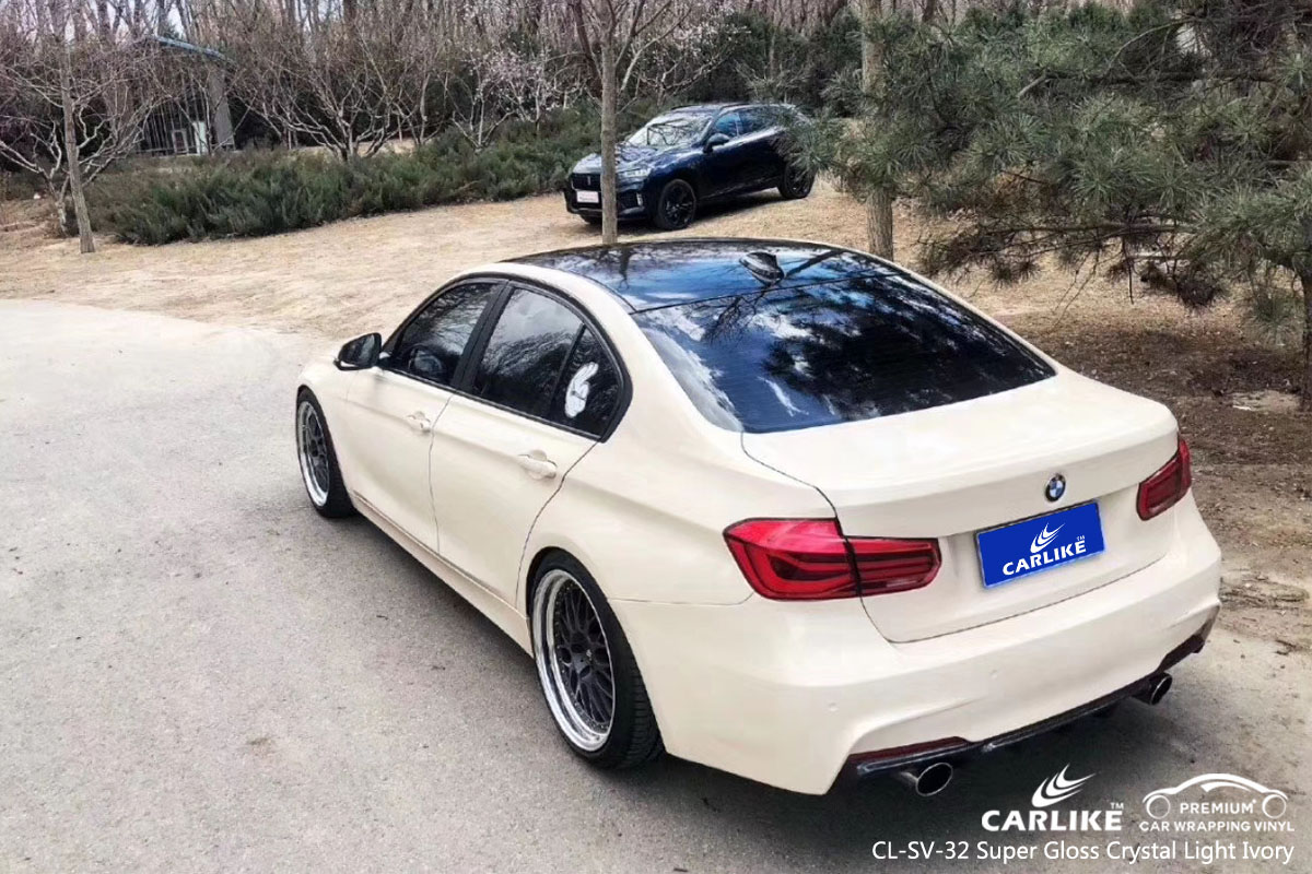 CARLIKE CL-SV-32 super gloss crystal light ivory car wrap vinyl for BMW