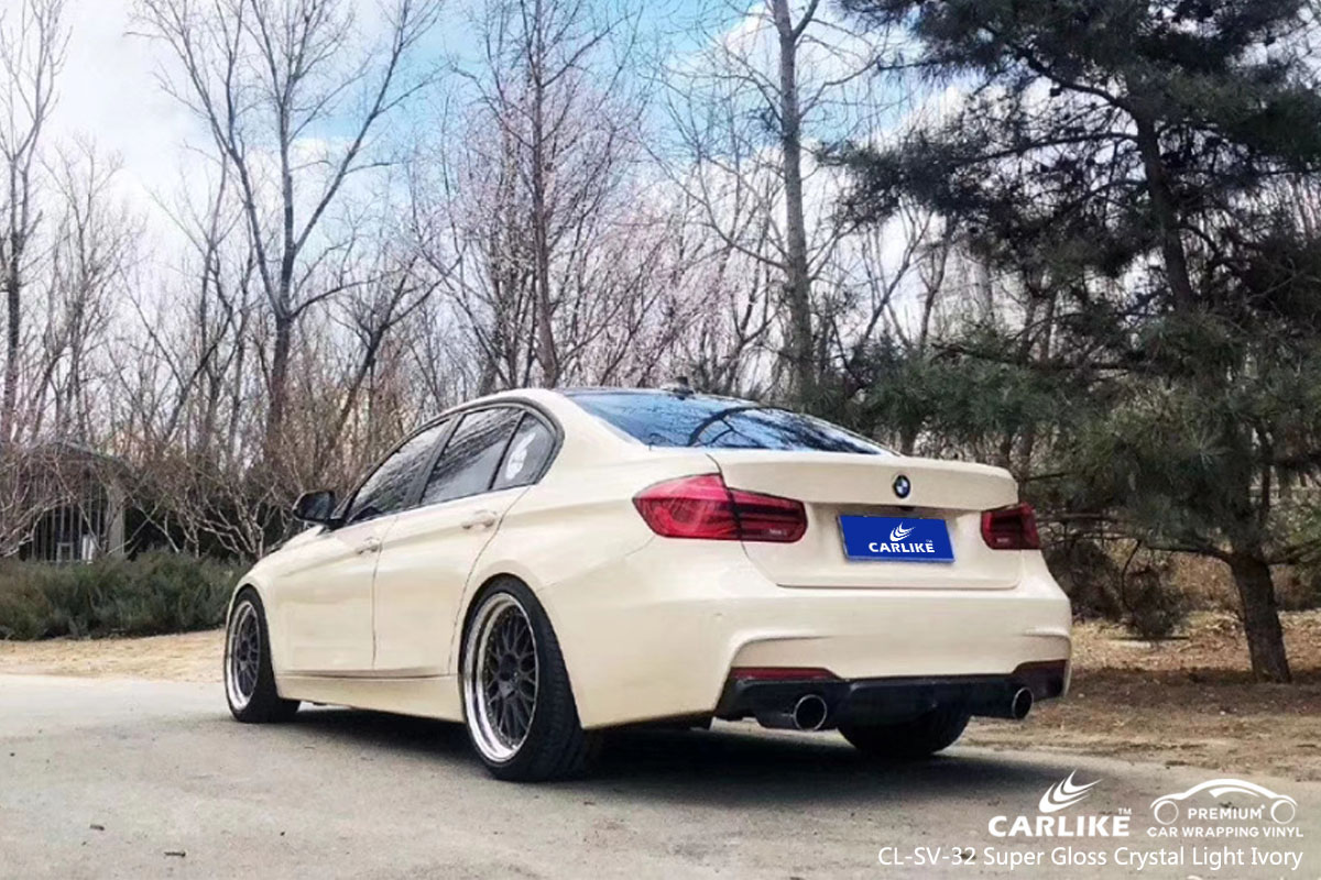 CARLIKE CL-SV-32 super gloss crystal light ivory car wrap vinyl for BMW