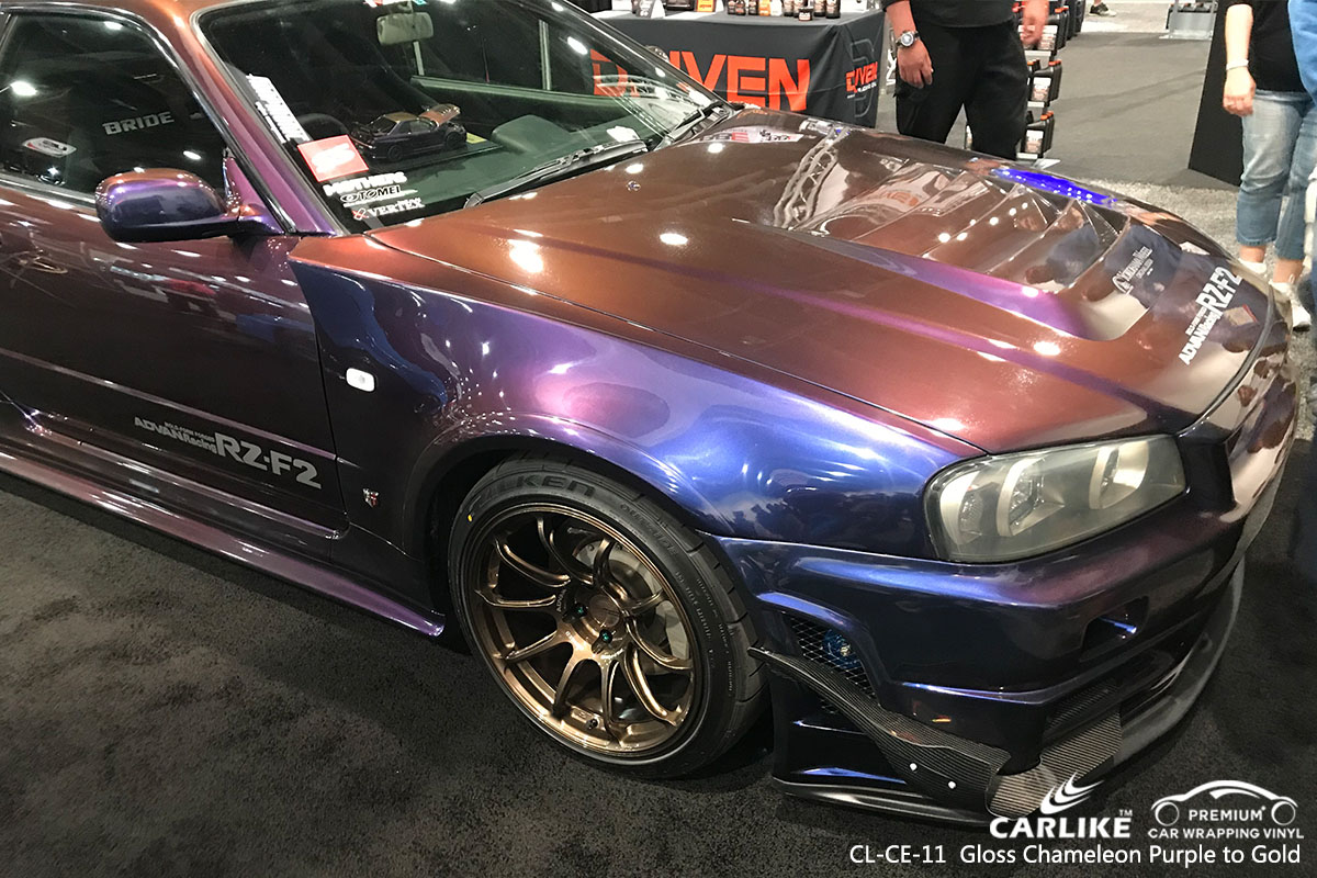 CARLIKE CL-CE-11 gloss chameleon purple to gold car wrapping vinyl